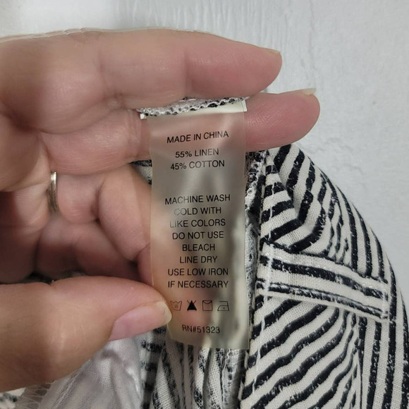 Vince Camuto Stripe Cotton/Linen Beach Summer Chino Zip-Fly Shorts Size 8 Black - Picture 4 of 4